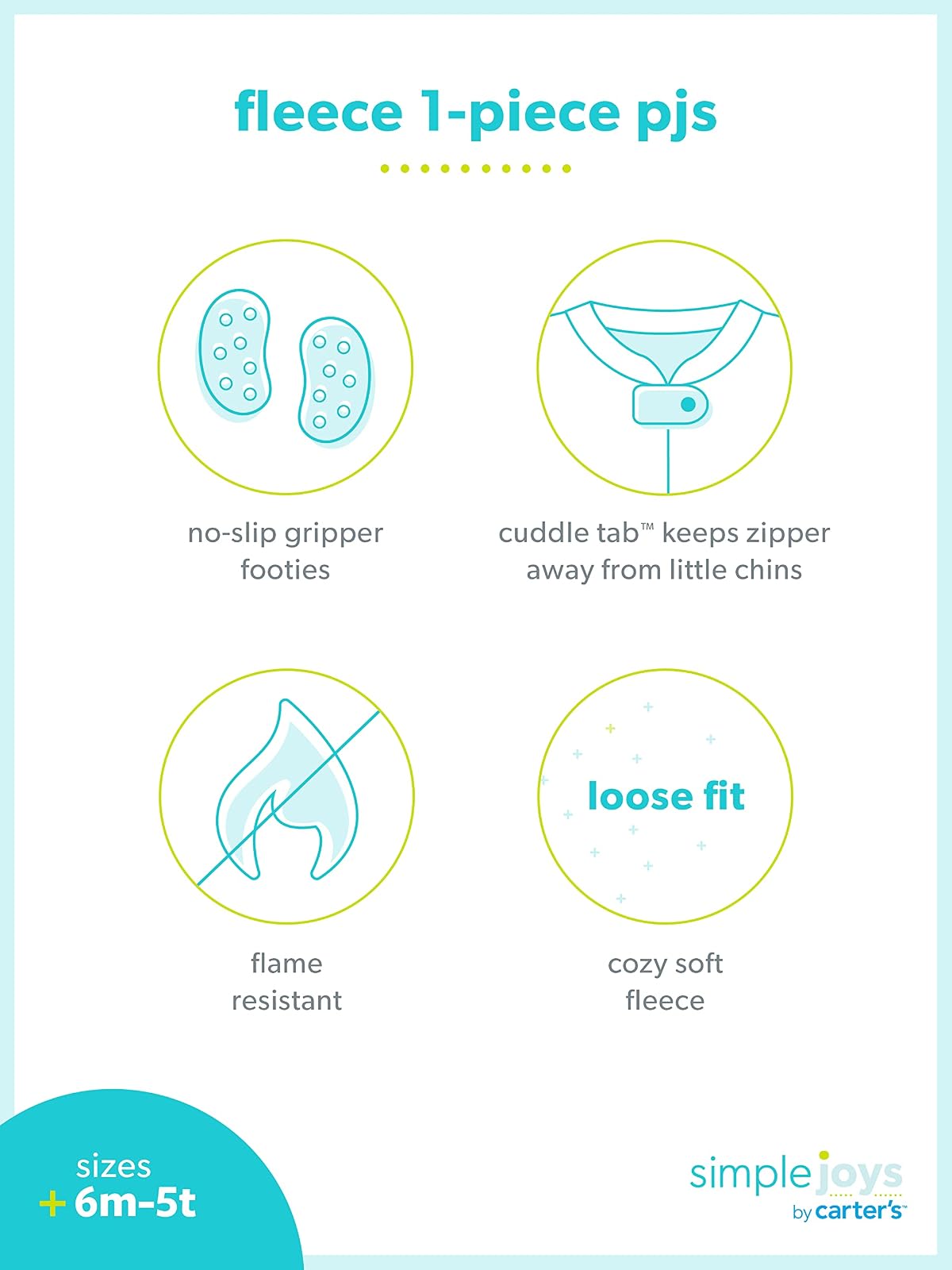 Simple Joys by Carter's Pijama de Forro Polar Resistente al Fuego para bebés, niños pequeños y niños, Paquete de 2 Conjunto de Pijama para Niñas