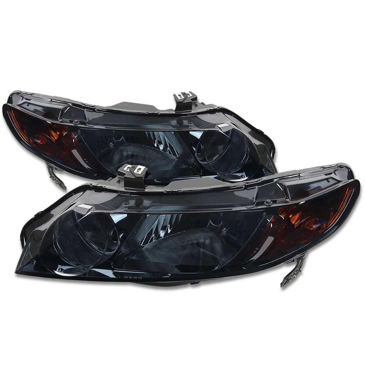 DNA Motoring Faros Delanteros de Repuesto para Honda Civic Sedán 06-11 - Smoked amber