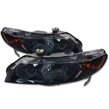 DNA Motoring Faros Delanteros de Repuesto para Honda Civic Sedán 06-11 - Smoked amber