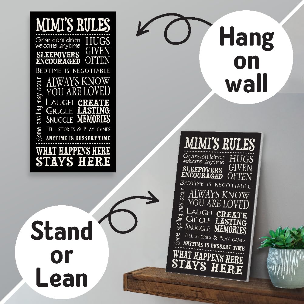 My Word! Mimi's Rules - Señal Decorativa, Color Negro con Letras en Crema, 21.6x16