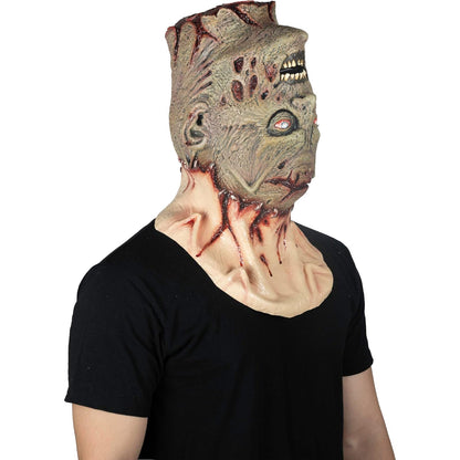 Ghoulish Productions Máscara Zombie Transplanted con Cuello de Látex – Máscara Realista de Muerto Viviente con Detalles de Piel Desgarrada y Heridas Sangrientas – Ideal para Halloween