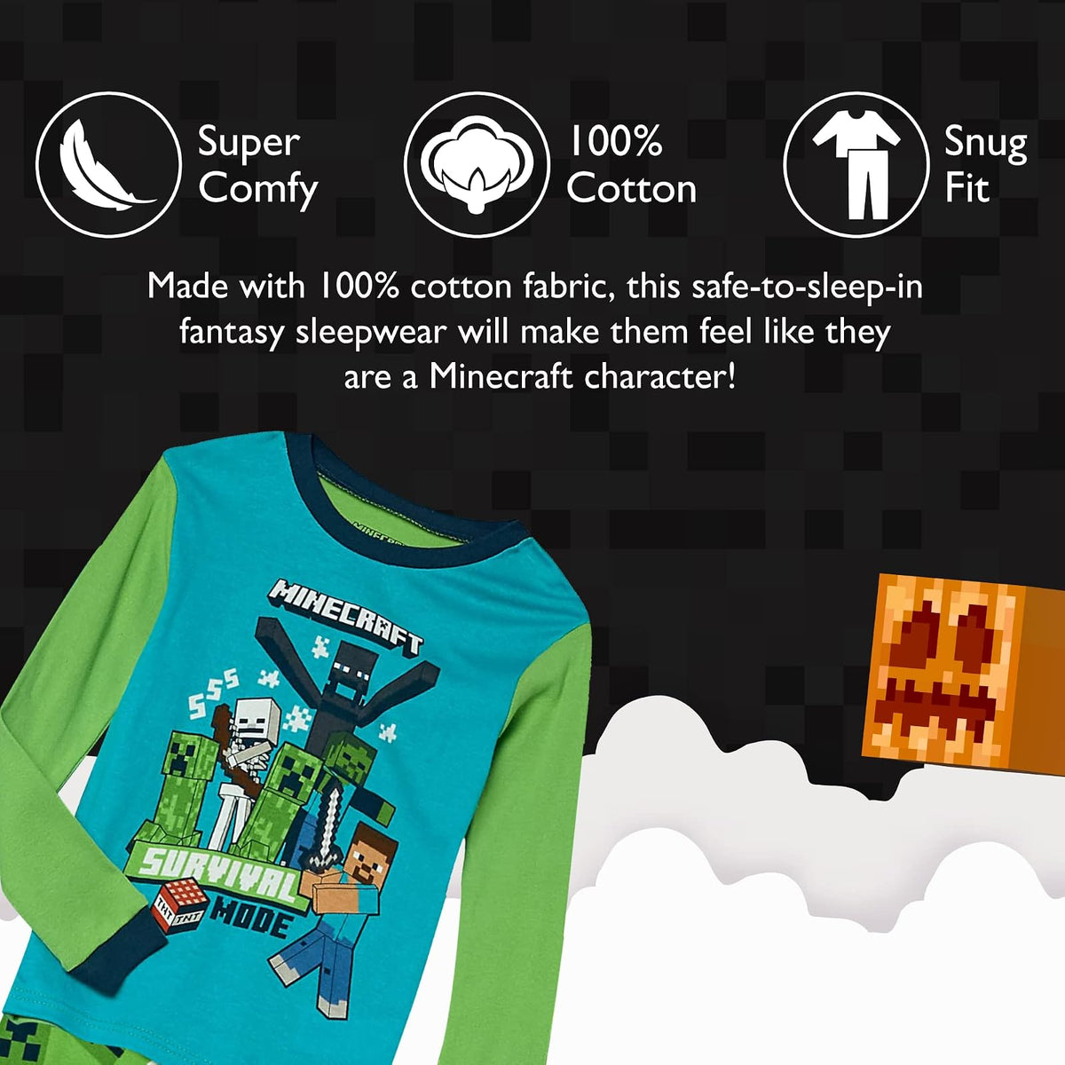 Minecraft - Conjunto de Pijama de algodón de 6 Piezas para niño, Suave y Lindo para niños
