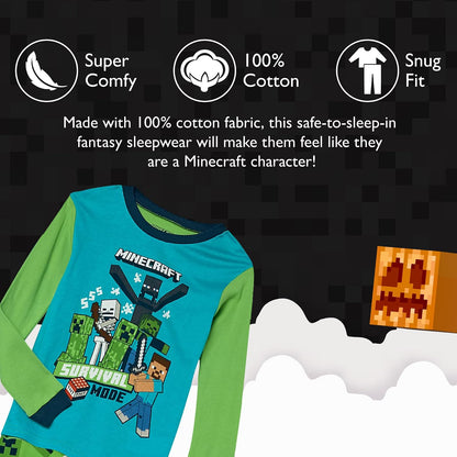 Minecraft - Conjunto de Pijama de algodón de 6 Piezas para niño, Suave y Lindo para niños