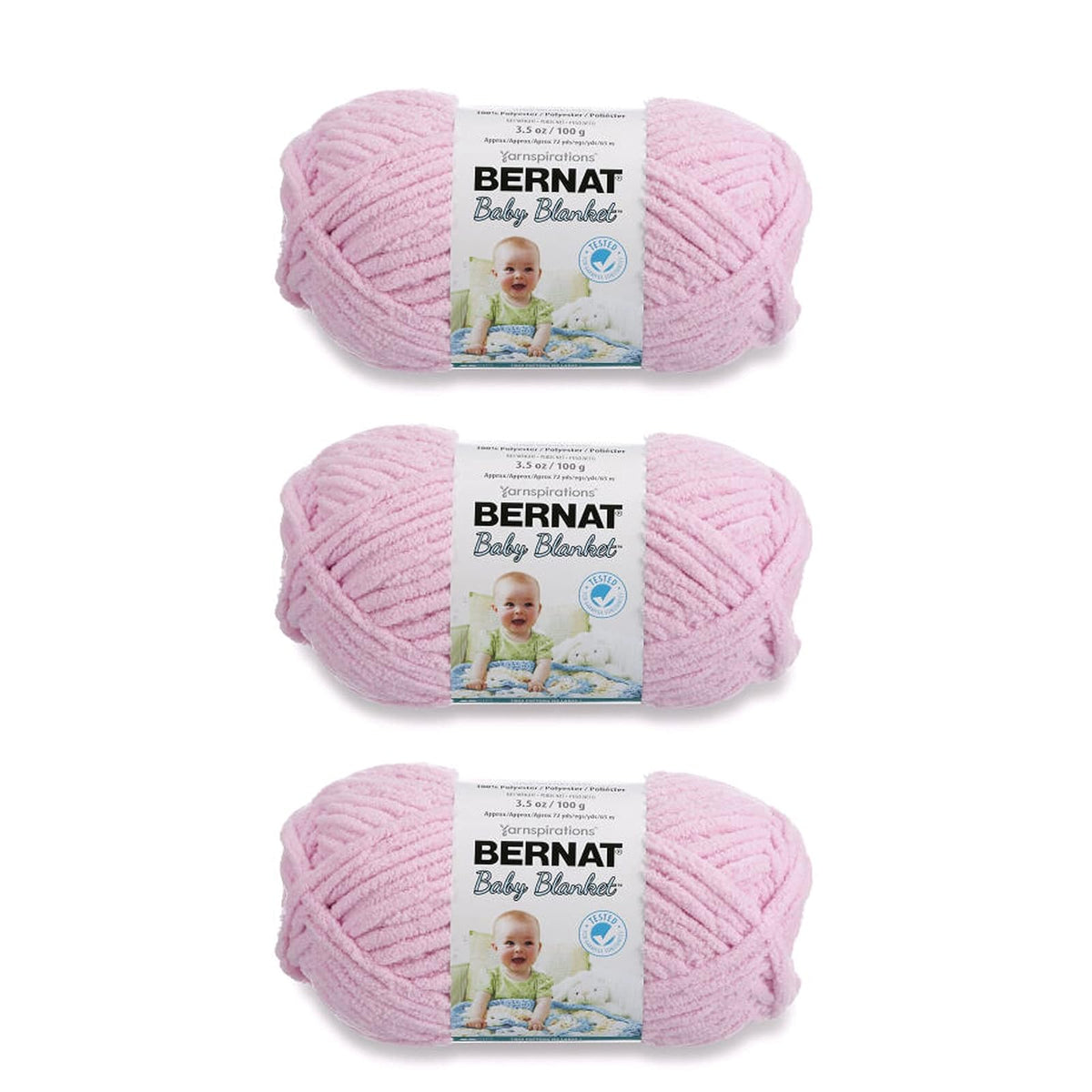 Bernat Estambre para Bebé, Paquete de 3, 100 g Poliéster - Paquete de 3 - Rosa bebé