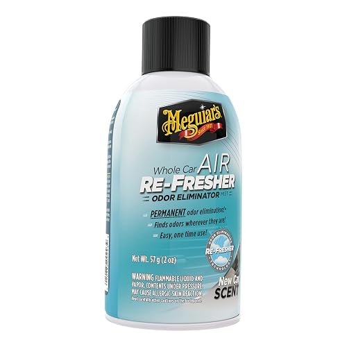 Meguiar's Oficial Air Re-Fresher Sistema Eliminador de Olores y Ambientador New Car G16402, 2 Ounce + Oficial Detallador Para Interiores G13616 473 ml