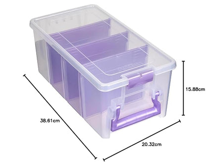 ArtBin - Organizador portátil de manualidades con 3 divisores, estuche de almacenamiento de plástico transparente para suministros de arte y manualidades