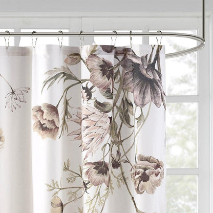 Madison Park Cassandra - Cortinas de baño de percal de algodón para Ducha, diseño Floral Moderno, Estilo Shabby Chic, privacidad, 72 x 72 Pulgadas, Color Rosa