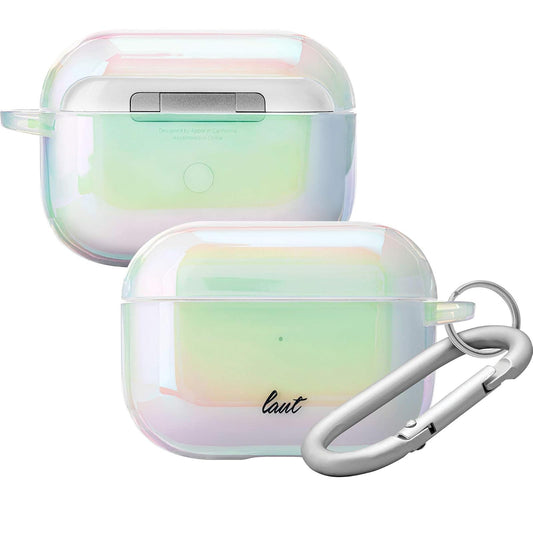 LAUT - Funda Holo para AirPods Pro | Acabado Iridiscente | Antiarañazos, mosquetón Incluido • Perla