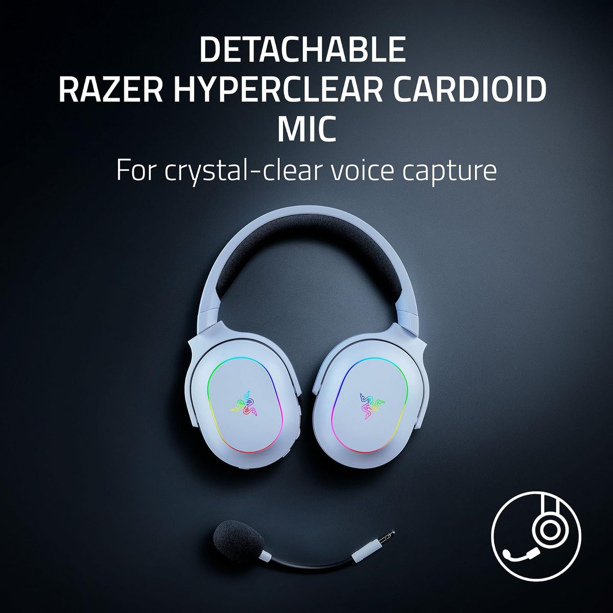Razer Barracuda X Chroma- White | Ligero, Chroma RGB, controladores de 40 mm, micrófono cardioide, batería de 70 horas, para PC, Mac, PS5, Switch 2, Smartphone
