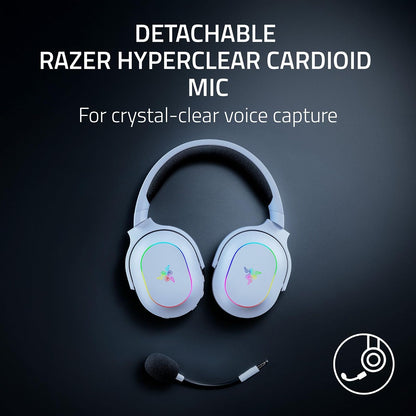 Razer Barracuda X Chroma- White | Ligero, Chroma RGB, controladores de 40 mm, micrófono cardioide, batería de 70 horas, para PC, Mac, PS5, Switch 2, Smartphone