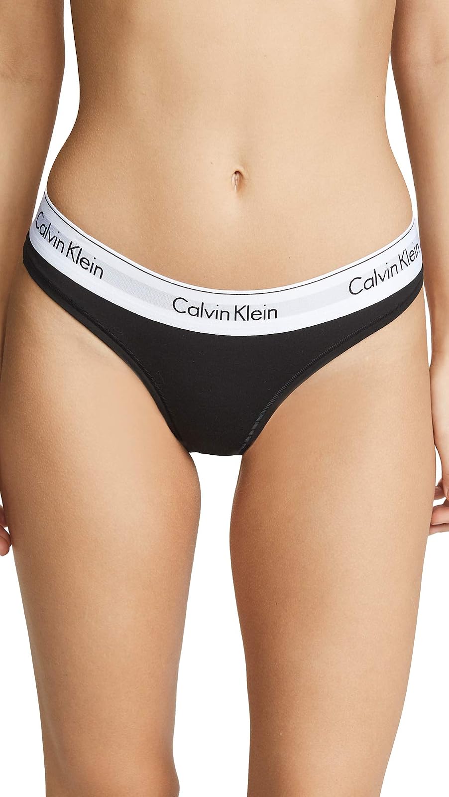 Calvin Klein Pantaletas de Algodón Elásticas para Mujer - G - Negro