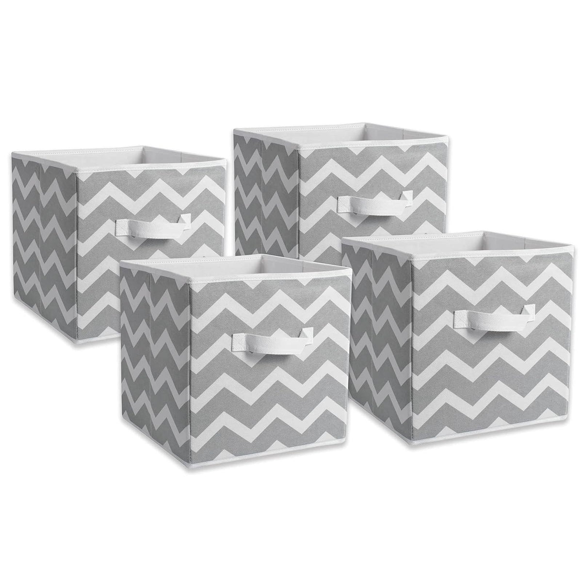 DII Cajas de almacenamiento de tela para guardería, oficinas, y organización del hogar, Gris, 11" Small - Set of 4, 1, 1