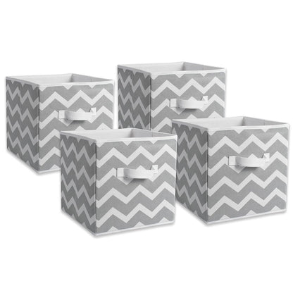 DII Cajas de almacenamiento de tela para guardería, oficinas, y organización del hogar, Gris, 11" Small - Set of 4, 1, 1