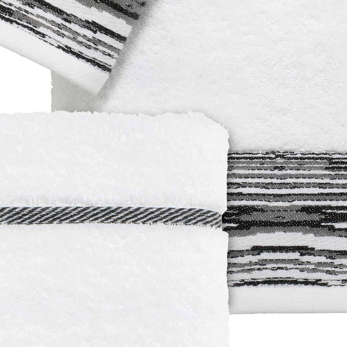 Nicole Miller - Toallas, Juego de 4 Toallas Suaves y absorbentes, Esenciales para recámara (colección Syndey, Blanco/Negro)