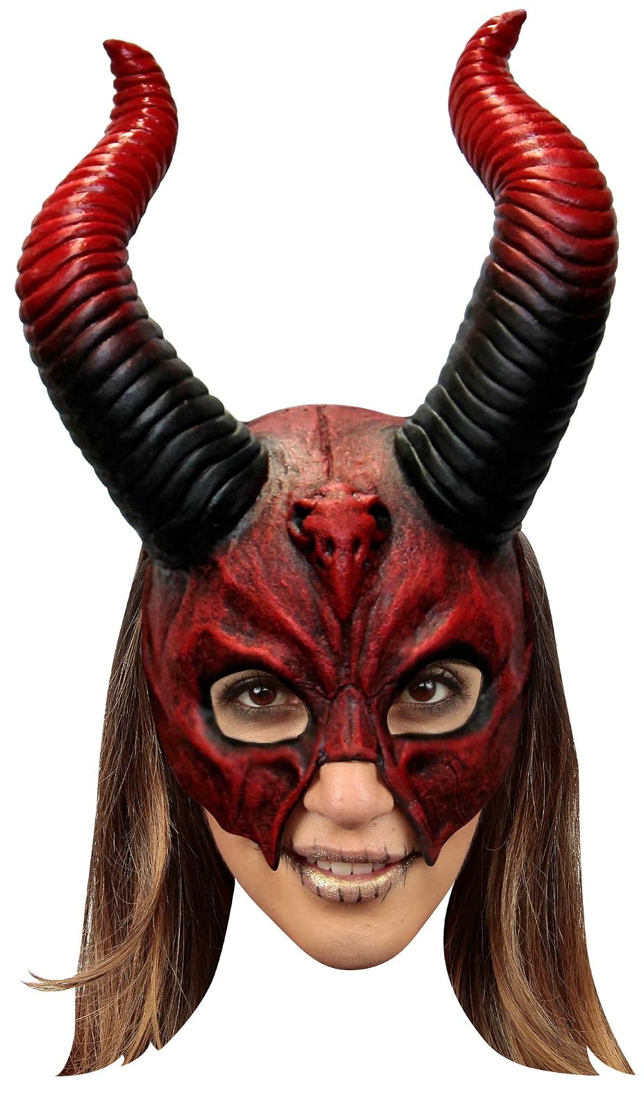 Ghoulish Productions Mythical Horned Skull, Máscara para Mujer de Hechicera con Cuernos, Antifaz de Bruja Diabla para Mujeres
