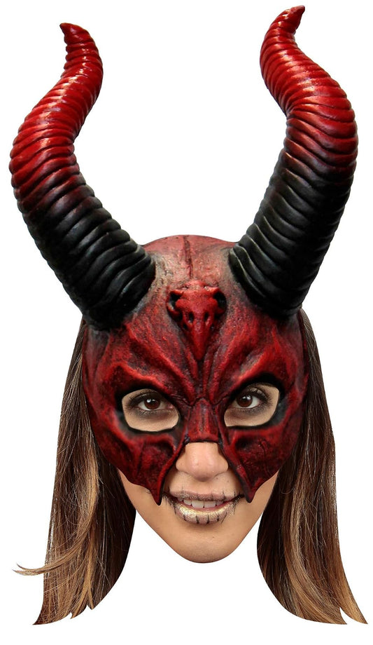 Ghoulish Productions Mythical Horned Skull, Máscara para Mujer de Hechicera con Cuernos, Antifaz de Bruja Diabla para Mujeres