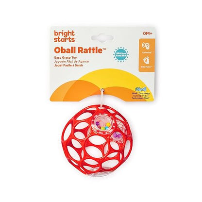 O Ball Bright Starts Rattle - Easy Grasp Toy - Red - 4", Ages Newborn +