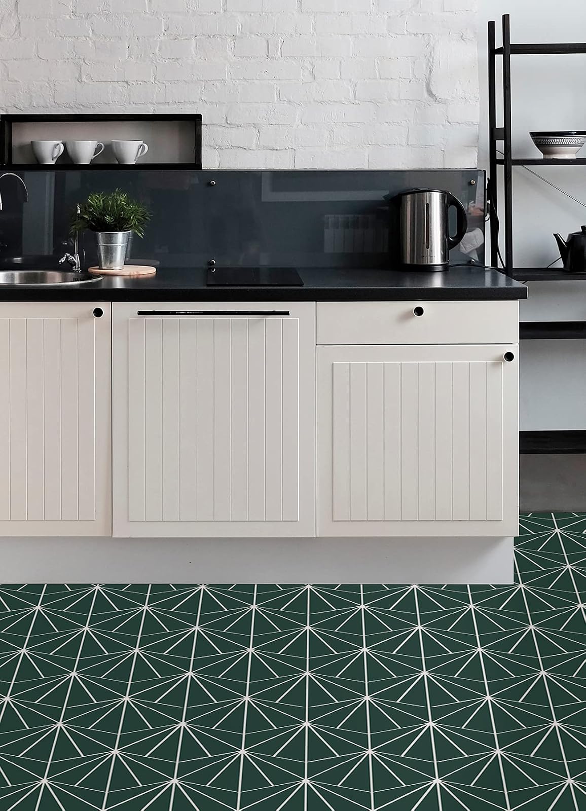 FloorPops FP3926 Beryl Peel & Stick - Azulejos de piso, verde
