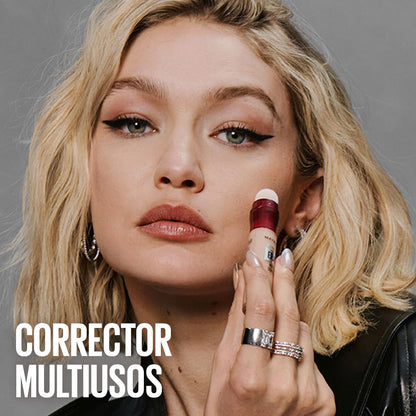 Maybelline Instant Age Rewind Corrector facial 3 en 1, Tono Fair, 6ml - Maquillaje que borra ojeras y líneas finas, cubre imperfecciones, corrige, contornea e ilumina, cobertura media, hasta 12hrs de uso hidratante