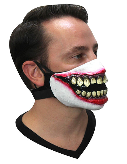 Ghoulish Productions Cubrebocas de Creepy Smile Asesino de Creepypasta, Tapabocas con Diseño de Terror Chistoso Divertido, Cubre bocas de Sonrisa con Dientes de Látex Ideal para Halloween