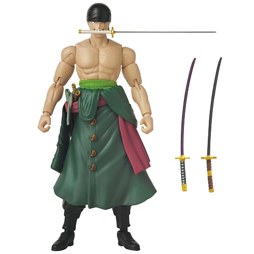 ANIME HEROES - Roronoa Zoro, Figura de Acción, One Piece, 16.5 cm (6.5") | Tres Espadas, 20+ puntos de articulación, coleccionable oficial Bandai, para fans del anime