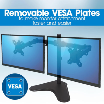 Manhattan Soporte para 2 Monitores de 13 a 32 Pulgadas Brazo Doble Articulado VESA para Escritorio Base de Monitor Ajustable, Pantalla Vertical, Accesorios para PC y Oficina 461559