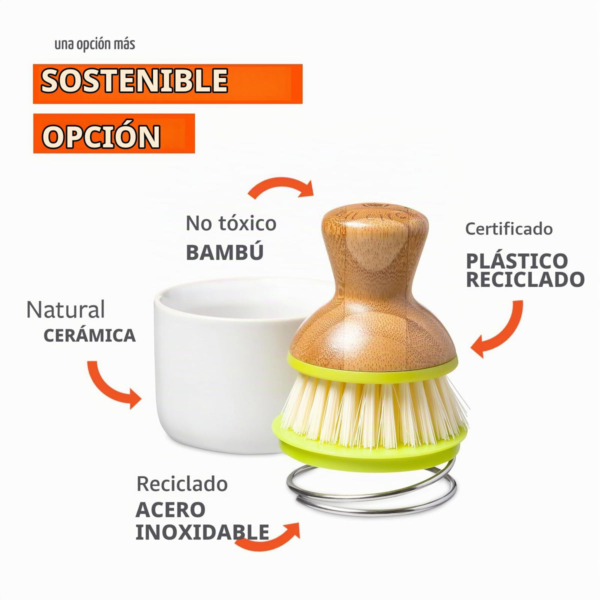 Full Circle Bubble Up ceramic soap dispenser & dish brush set, White
