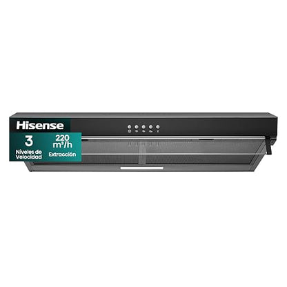 Hisense HUH701BS-Campana de Cocina,76cm, 3 Velocidades, Acero Inoxidable | Extracción, Nivel de Ruido, Recirculación, Iluminación LED, Diseño de Campana Telescópica, Filtro de Grasa Lavable