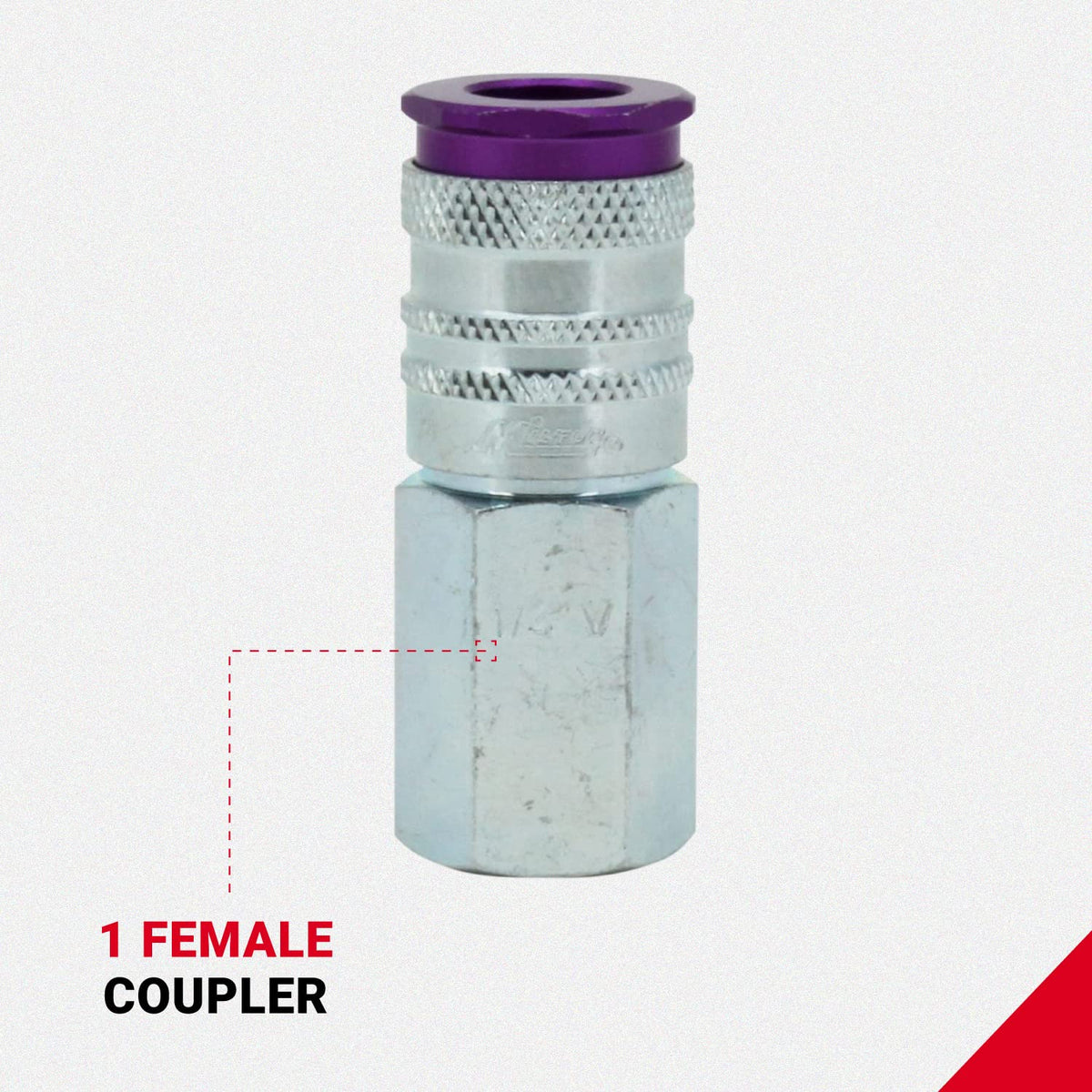 Milton S-303VKIT HIGHFLOWPRO - Juego de acopladores y enchufes estilo V 1/4 NPT morado - 3 piezas
