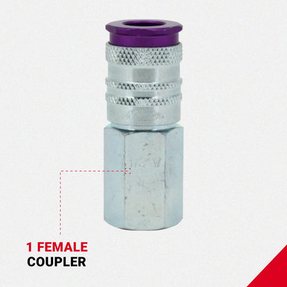 Milton S-303VKIT HIGHFLOWPRO - Juego de acopladores y enchufes estilo V 1/4 NPT morado - 3 piezas