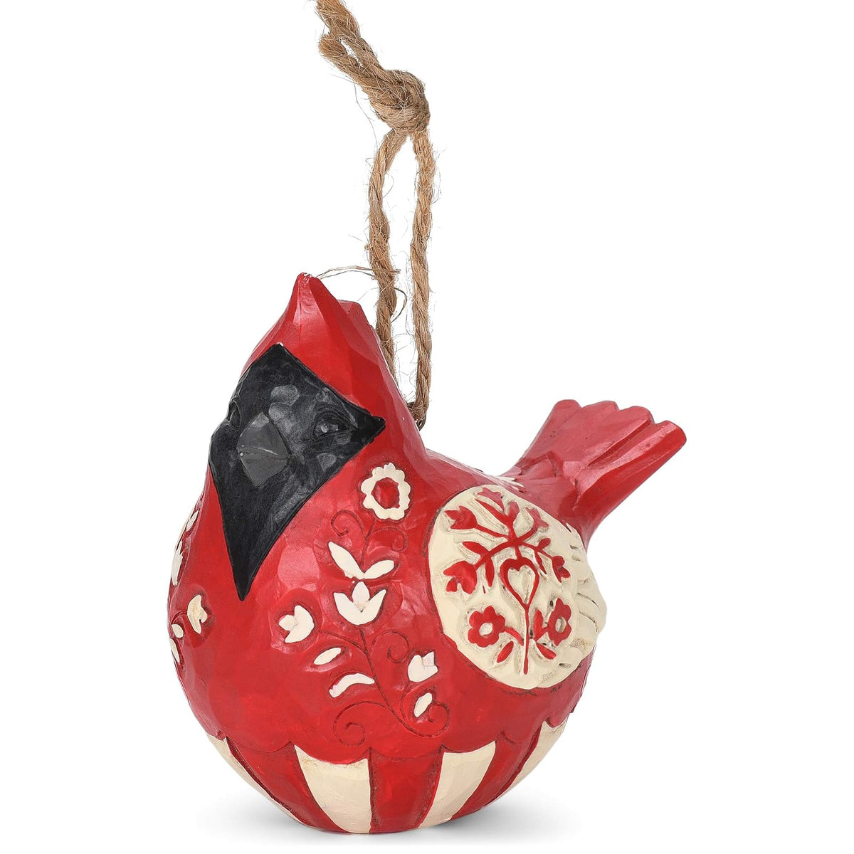 Enesco Jim Shore Heartwood Creek Nordic Noel Roly Poly Cardenal Ornamento Colgante, 8,9 cm de Alto, Blanco Sucio, Negro, Gris, Rojo