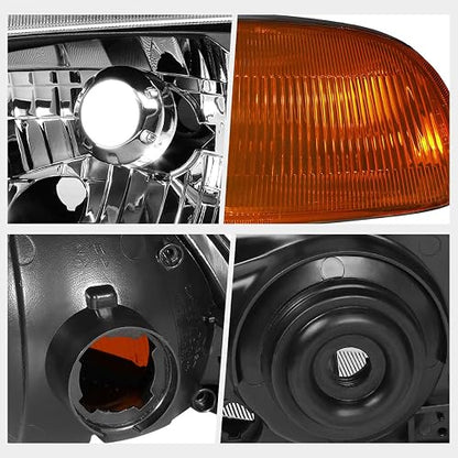 PM PERFORMOTOR PMHL-HCIV-9295-OH-BC Faros Delanteros de Repuesto para Honda Civic 2/3 Puertas 1992-1995, Negro Ámbar