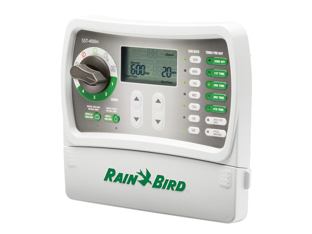 Rain Bird SST400IN Simple-To-Set Indoor Sprinkler/Irrigation System Timer/Controller, 4-Zone/Station (this new/improved model replaces SST400I)