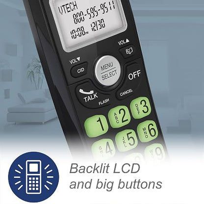 VTech VG131-11 DECT 6.0 - Teléfono inalámbrico - Conexión Bluetooth, visualización Azul-Blanca, Botones Grandes, dúplex Completo, identificación de Llamadas, Montaje en Pared fácil, Alcance de 1000