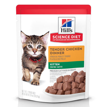 Hill's Science Diet Alimento Húmedo para Gatito Pollo 24 Pack 79G | Alimento húmedo Hill's para gato, pollo real, crecimiento sano, desarrollo cerebral con DHA, soporte inmunológico