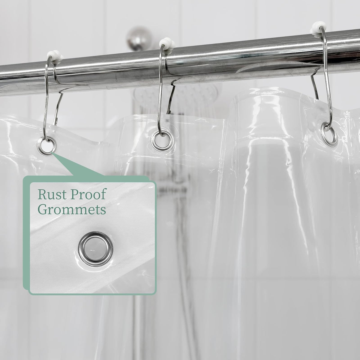 Mrs Awesome - Cortina de ducha transparente con 3 imanes, 72 x 72 pulgadas, cortina de ducha de plástico resistente para baño, ligera, impermeable, transparente