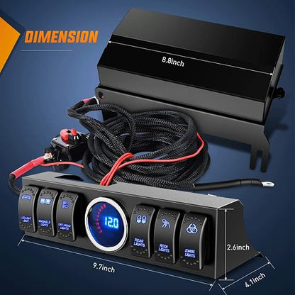 Nilight Panel de Interruptor 6 Vías 12V CC con Relé y Control de Circuito para Jeep Wrangler JK JKU 2007-2018