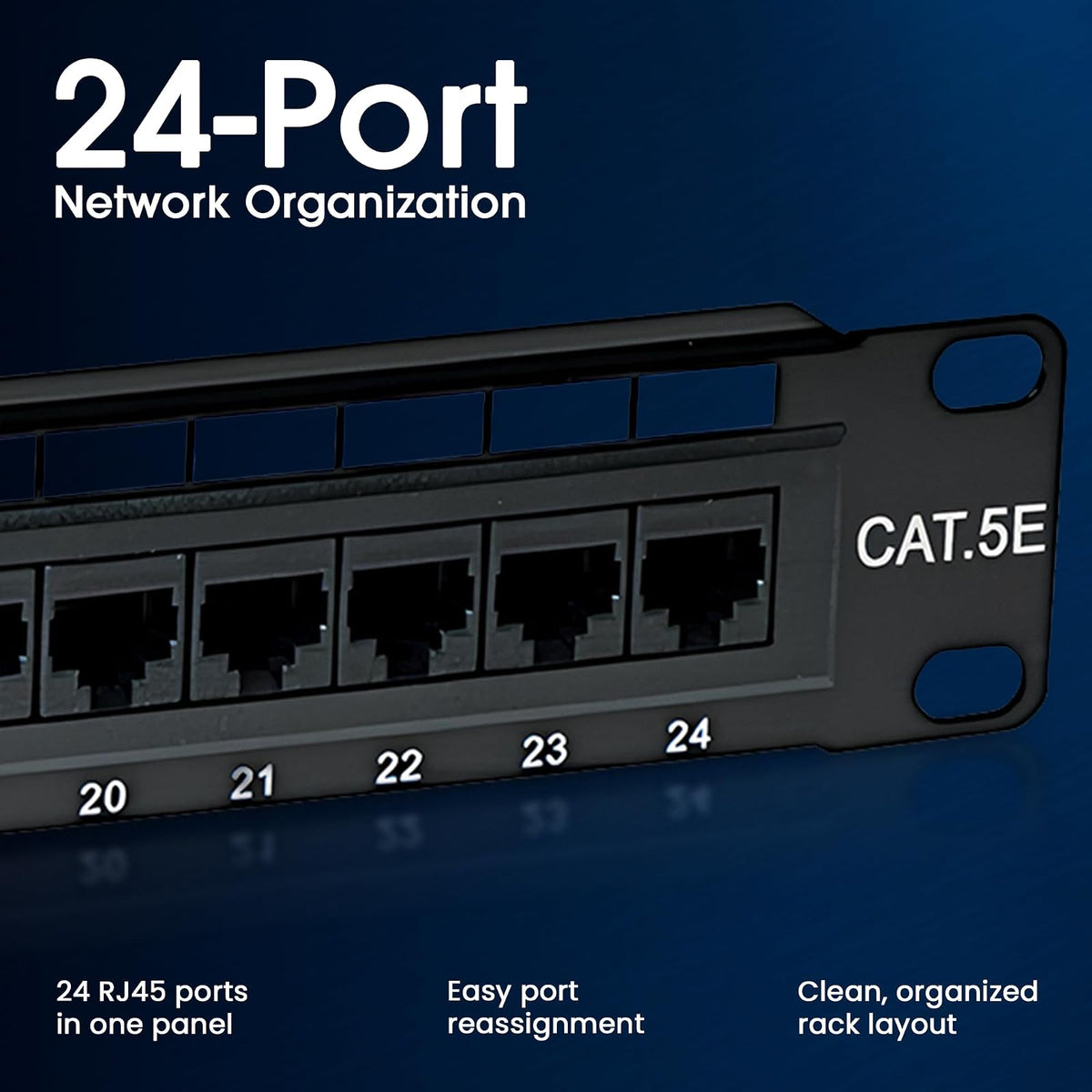 Intellinet 513555 Panel de Parcheo Cat5e – 24 Puertos RJ45, UTP, 1U, Compatible con 110/Krone, para Cableado de Red Ethernet y Rack de 19”