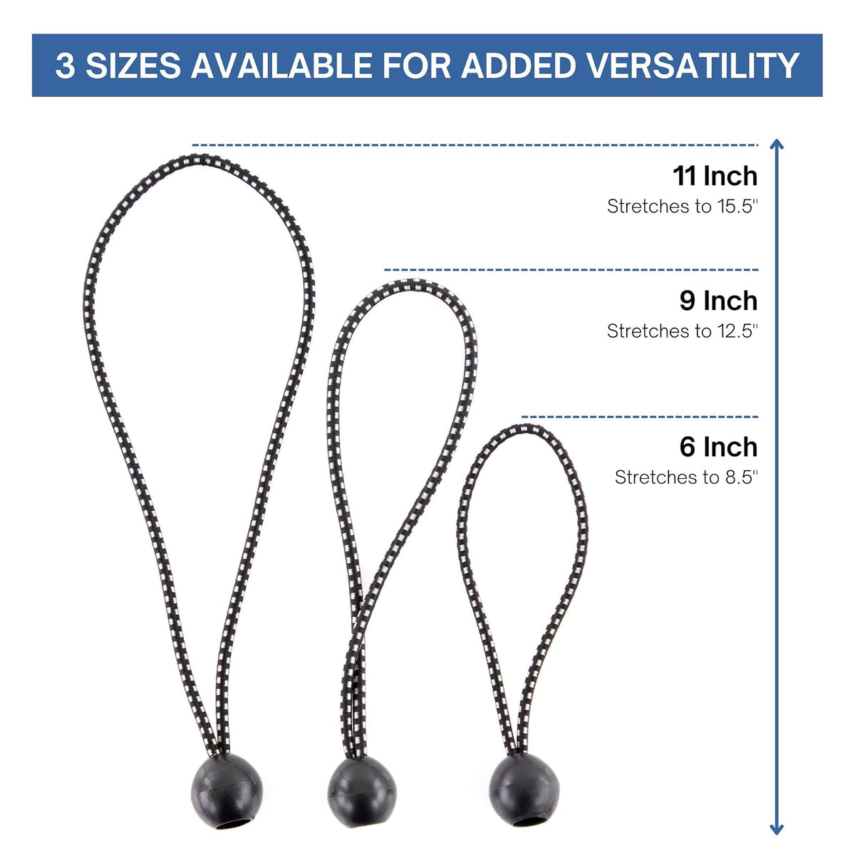 Kotap bb-11b bola bungee, 27.9 cm, Negro, 25 piezas