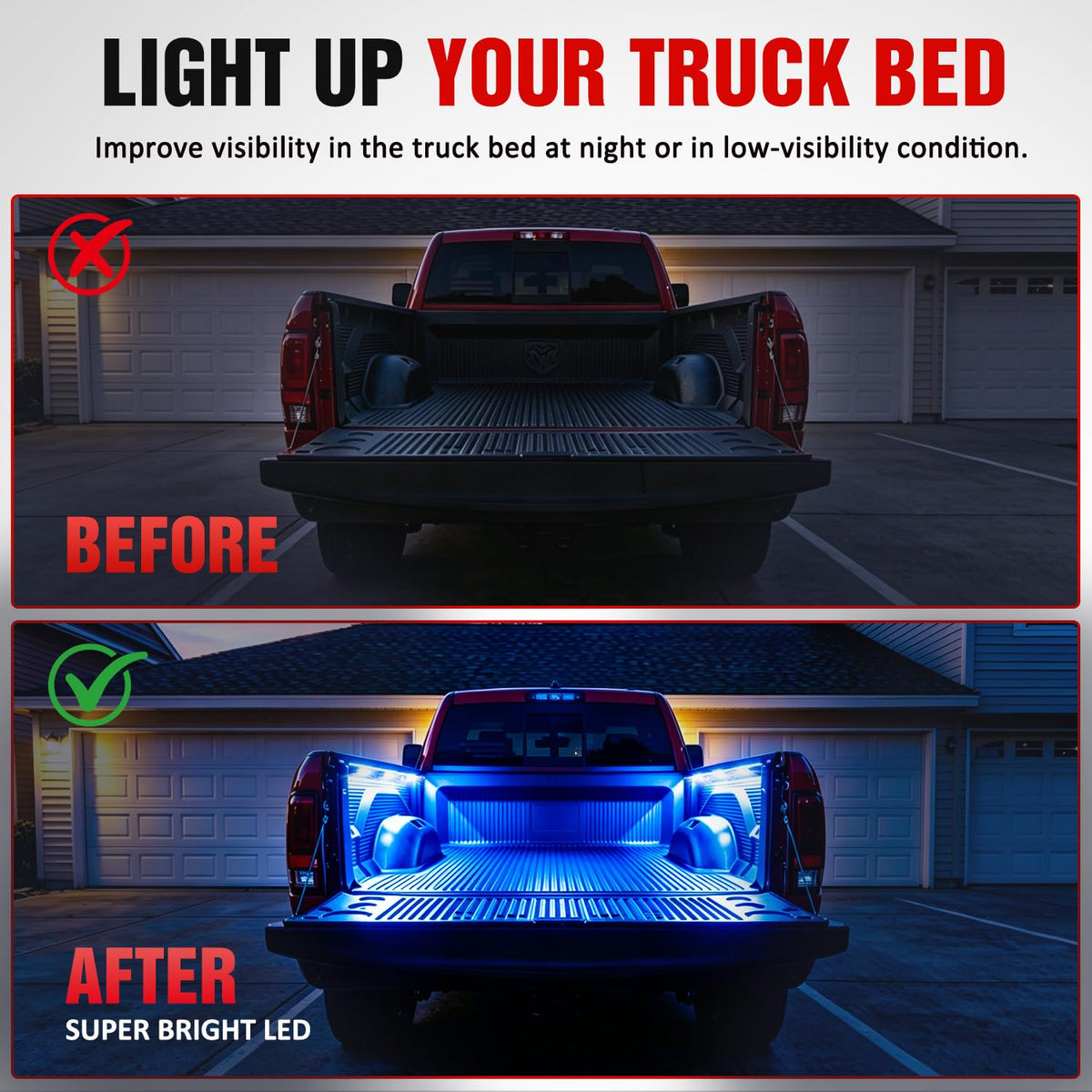 Nilight - Juego de 8 Luces de Cama de camioneta, 24 LED, Color Azul, con Interruptor para Furgoneta, Todoterreno, Debajo de la Carretera, Marcador Lateral del Automóvil, riel de pozos