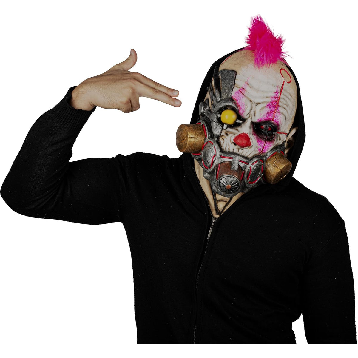 Ghoulish Productions Máscara De Látex Clown Muzzle, Accesorio Pink Payaso Luminoso, Disfraz Aterrador Halloween y Fiestas Temáticas, Cosplay Ciberpunk Clown, Diseño Artesanal Máscara Luminosa