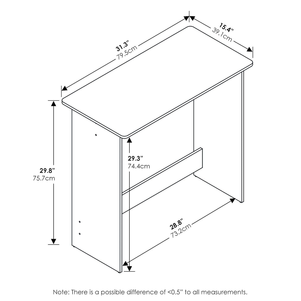 Furinno Mesa de Estudio Simplista, Rosa, 39.4 cm x 80 cm x 75.4 cm