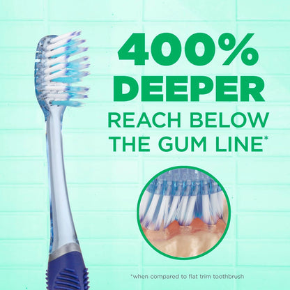 GUM Technique Deep Clean cepillo para polvo de dientes – Cabeza compacta, cepillos de dientes suaves para adultos con cerdas suaves sensibles, 3 unidades