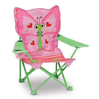 Melissa & Doug Silla Infantil Plegable con Mariposa, para Exteriores, Fácil de Abrir, Práctico Portavasos, Materiales Fáciles de Limpiar, Bolsa para Transportar