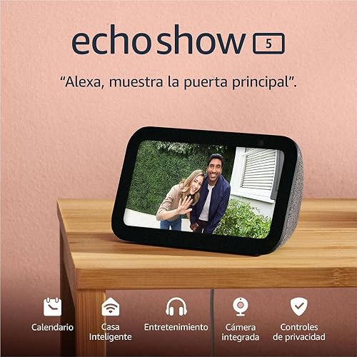 Echo Show 5 (modelo más reciente), Pantalla inteligente con graves más profundos y sonido más claro, Negro, con el Acceso Anticipado de Alexa+