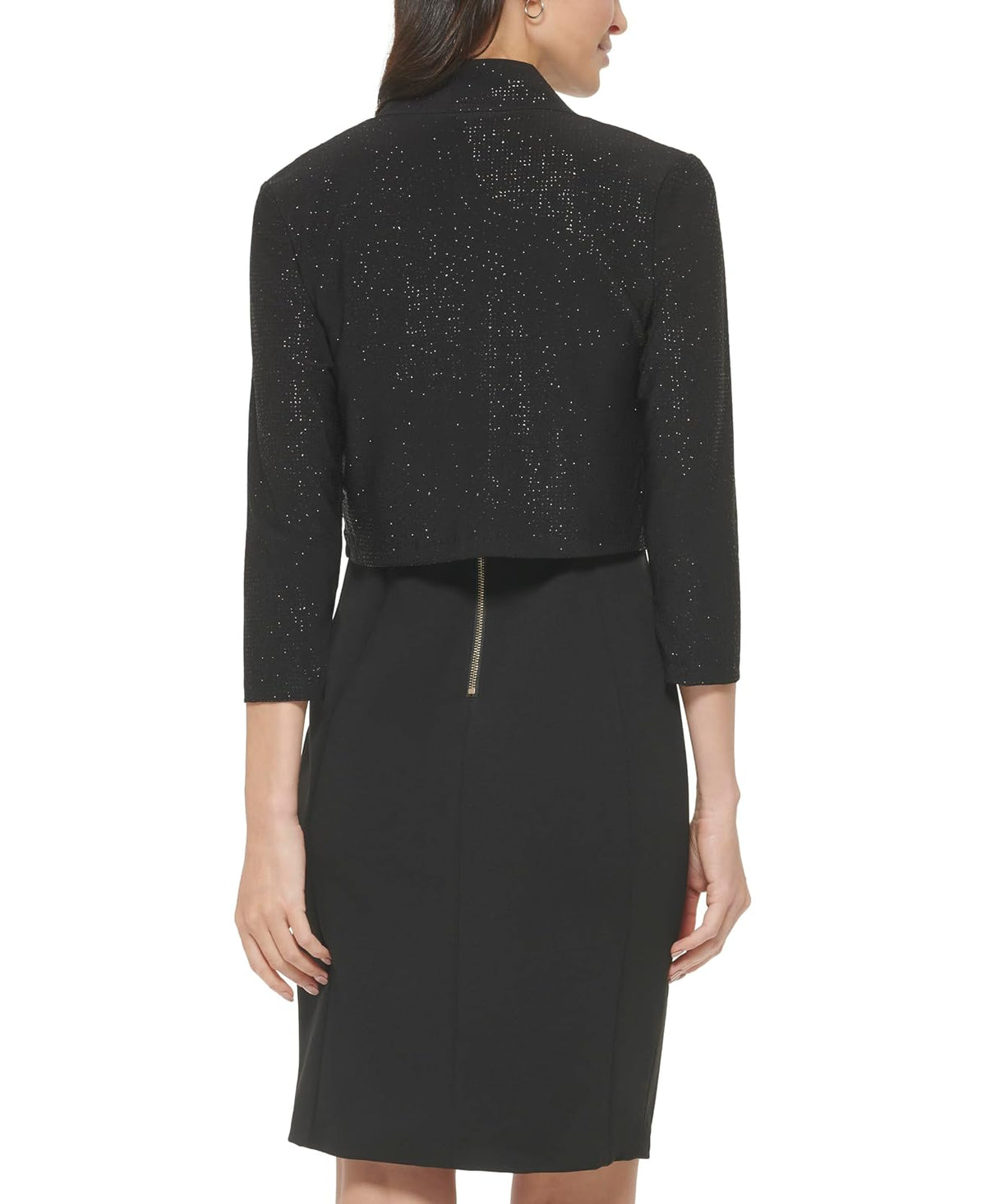 Calvin Klein Three-Quarter-Sleeve Shimmer de la Mujer Shrug, Color