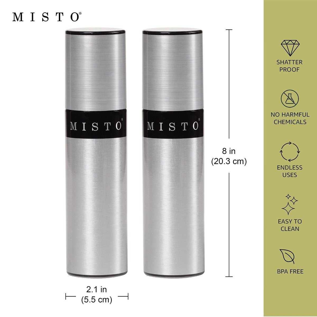 Misto Pulverizador de aceite, juego de dos, plata