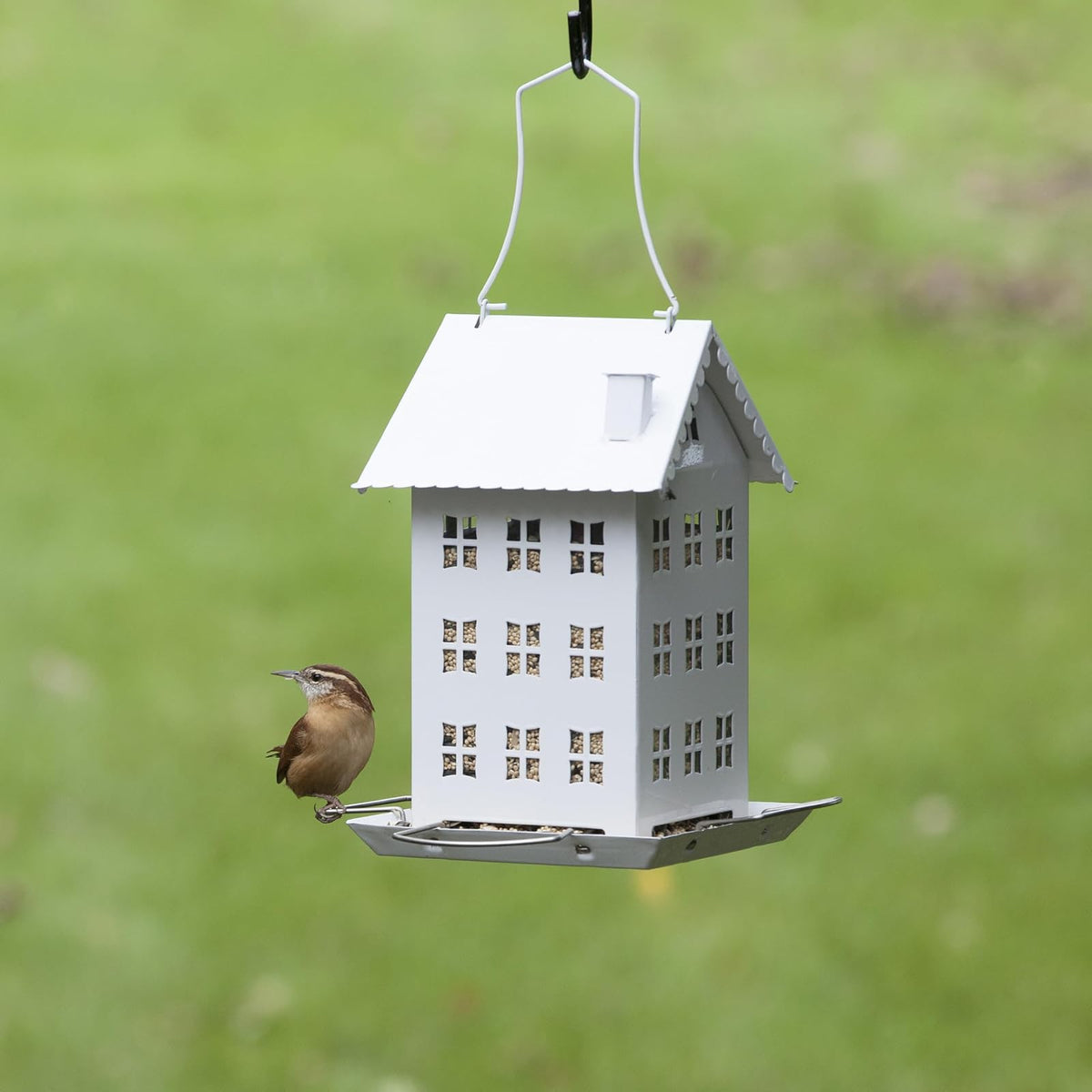 Perky-Pet WFH001 2 Farmhouse - Comedero para pájaros Silvestres, Color Blanco