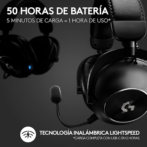 Logitech G Pro X 2 Lightspeed Audífonos Inalámbricos Gaming | Mic. Desmontable, Drivers de 50 mm, Bluetooth, Cable 3.5 mm, DTS Headphone:X 2.0, 50 Horas de Batería