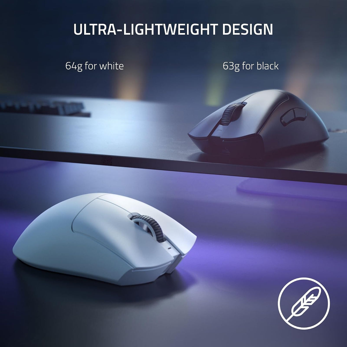 Razer DeathAdder V3 Pro Mouse Inalámbrico para Juegos: 64g Ultra Ligero - Sensor Óptico Focus Pro 30K - Interruptores Ópticos Gen-3 Rápidos - Inalámbrico HyperSpeed - 5 Botones Programables - Blanco